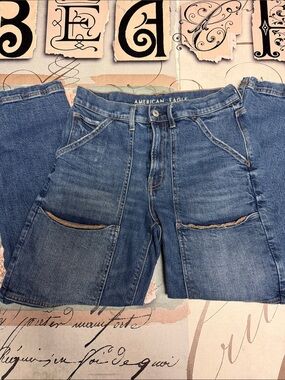 American Eagle Outfitters Distressed Blue Relaxed Jeans